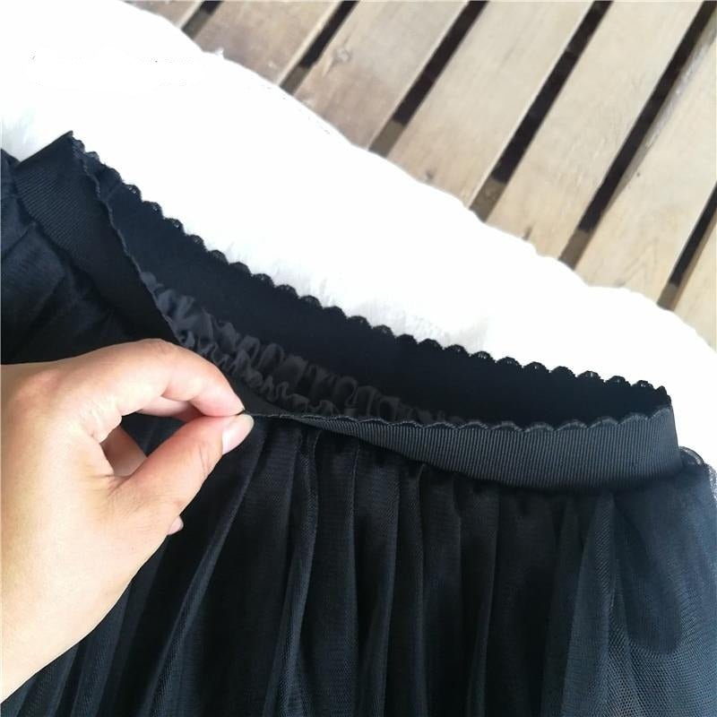 5 Layers 65cm Pleated Midi Tulle Skirt