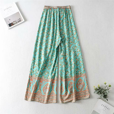 Two Piece Pale Mint Green Boho Wide Leg Pant & Matching Camis Set