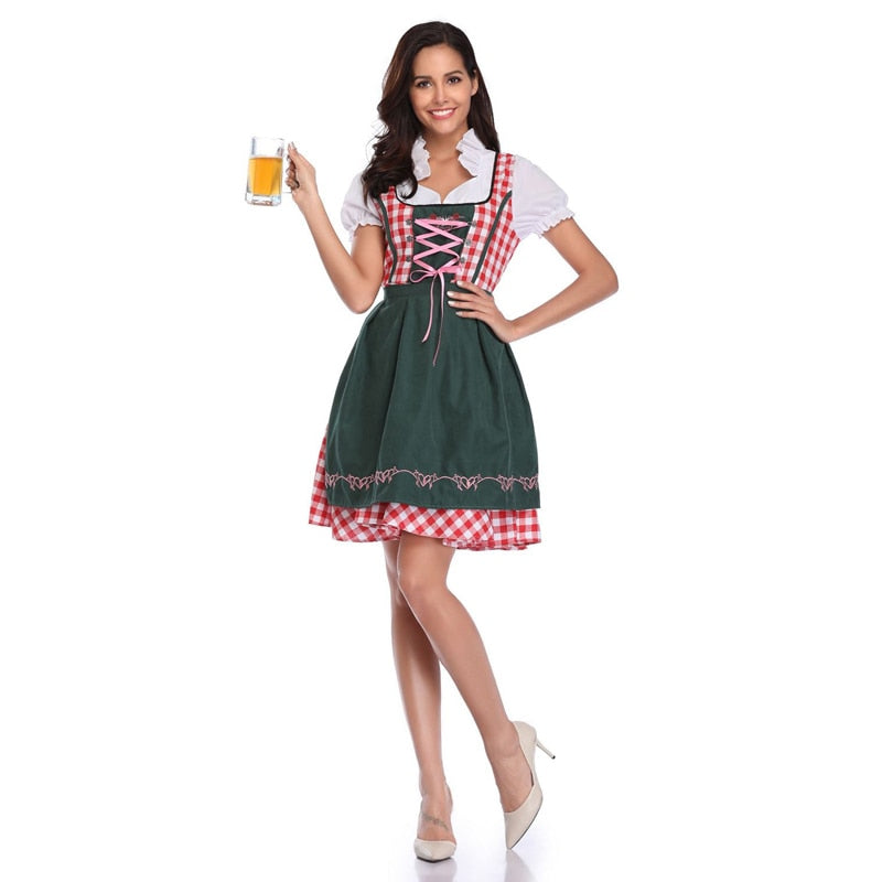 Oktoberfest Beer Maiden Costume Dirndl Plaid Beer Fest Hansel and Gretel