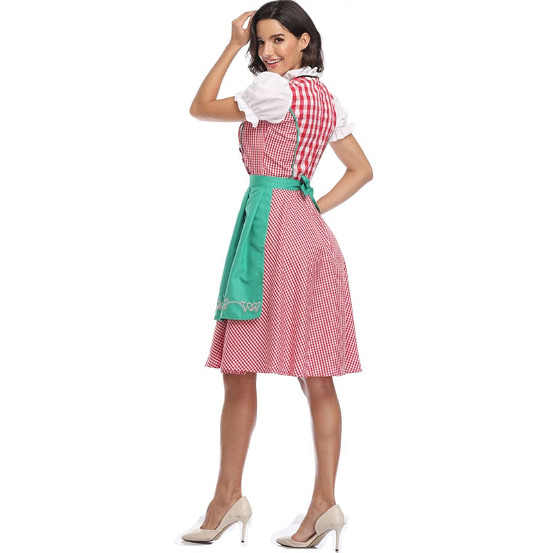 Oktoberfest Beer Maiden Costume Dirndl Plaid Beer Fest Hansel and Gretel