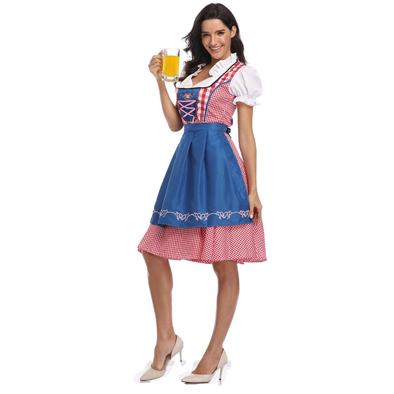 Oktoberfest Beer Maiden Costume Dirndl Plaid Beer Fest Hansel and Gretel