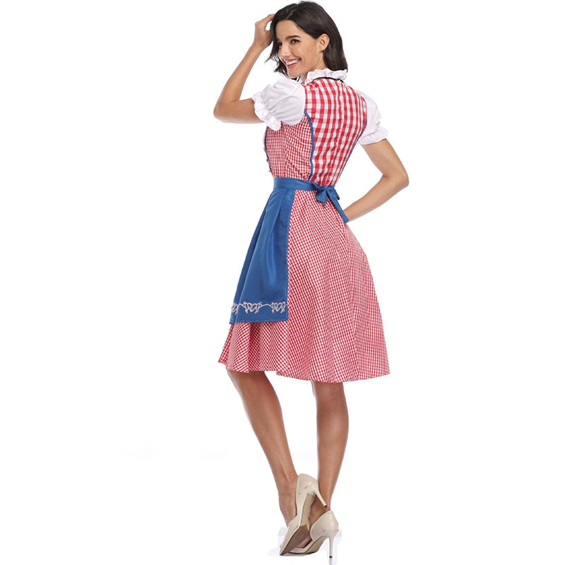Oktoberfest Beer Maiden Costume Dirndl Plaid Beer Fest Hansel and Gretel
