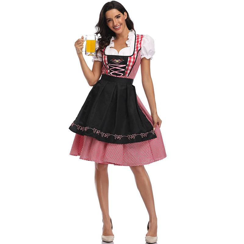 Oktoberfest Beer Maiden Costume Dirndl Plaid Beer Fest Hansel and Gretel