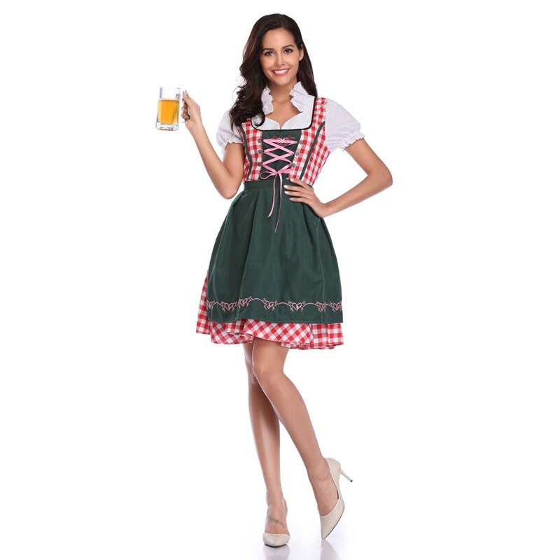 Oktoberfest Beer Maiden Costume Dirndl Plaid Beer Fest Hansel and Gretel