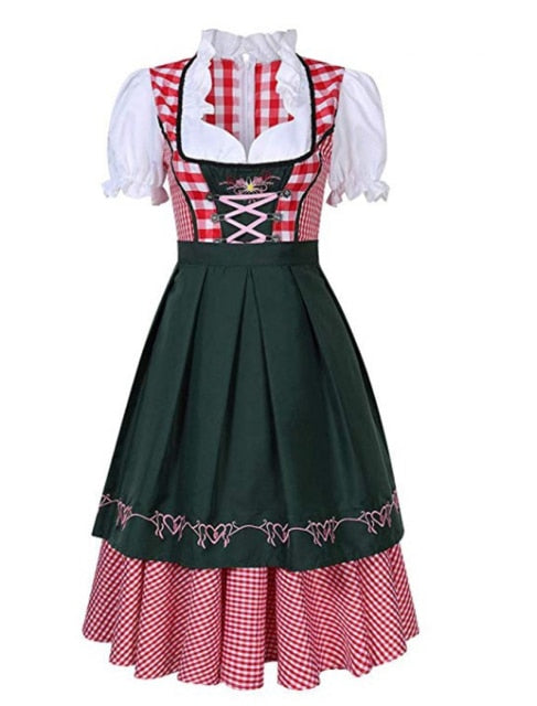 Oktoberfest Beer Maiden Costume Dirndl Plaid Beer Fest Hansel and Gretel