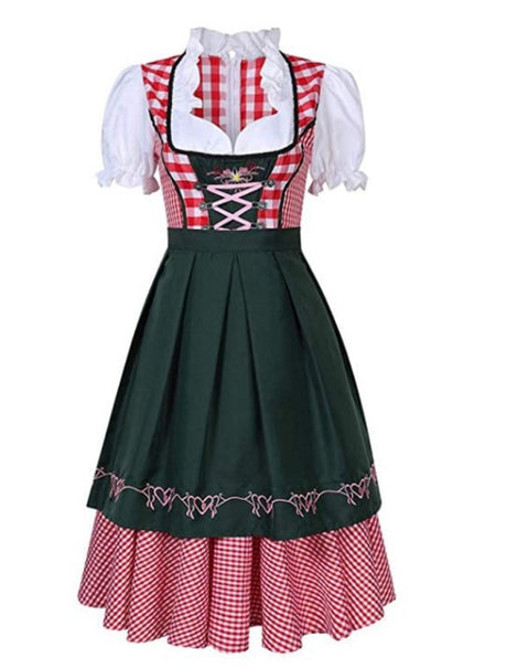 Oktoberfest Beer Maiden Costume Dirndl Plaid Beer Fest Hansel and Gretel