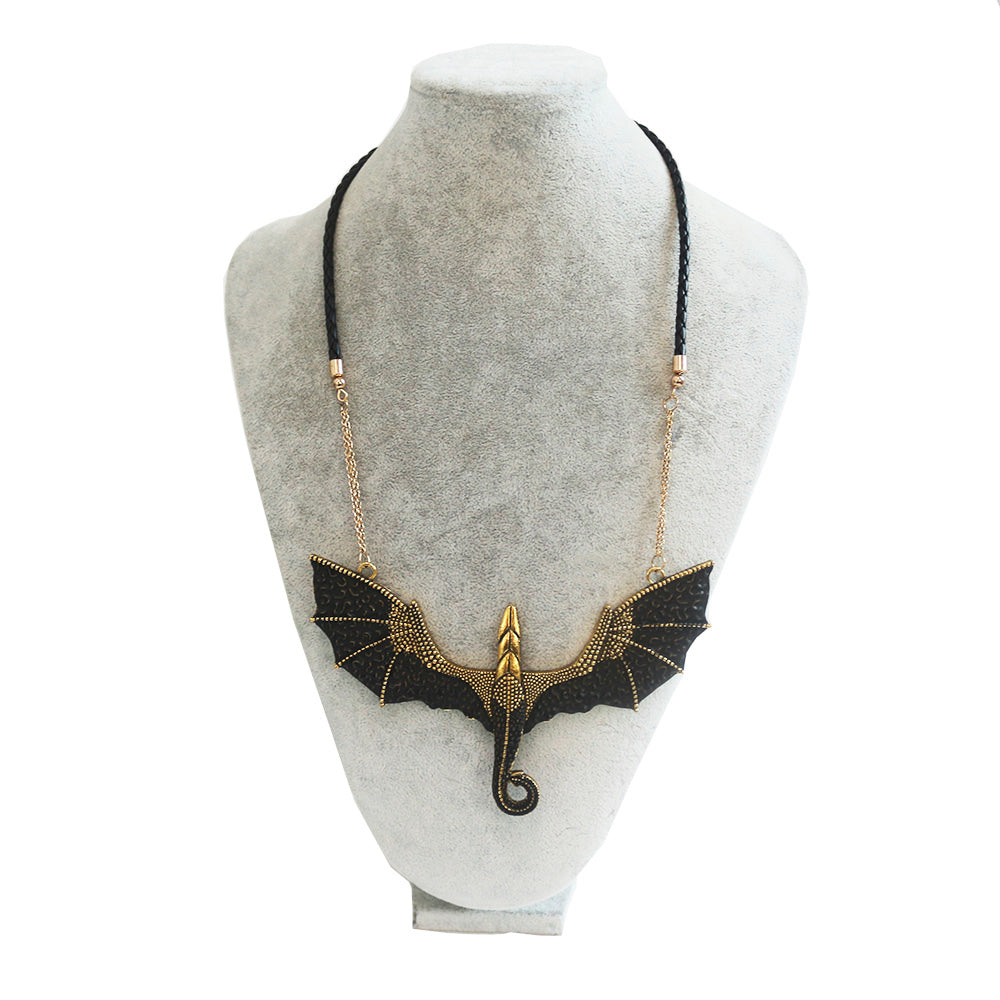 Mother of Dragons Black and Gold Dragon Pendant Necklace