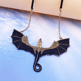 Mother of Dragons Black and Gold Dragon Pendant Necklace