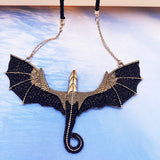 Mother of Dragons Black and Gold Dragon Pendant Necklace