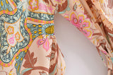 Boho Vintage Peacock Floral Print Short Kimono Jacket