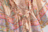 Boho Vintage Peacock Floral Print Short Kimono Jacket