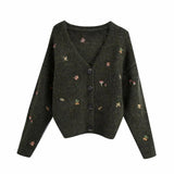 Woodland Forest Knit Cardigan with Embroidered Woodland Vibes