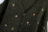 Woodland Forest Knit Cardigan with Embroidered Woodland Vibes