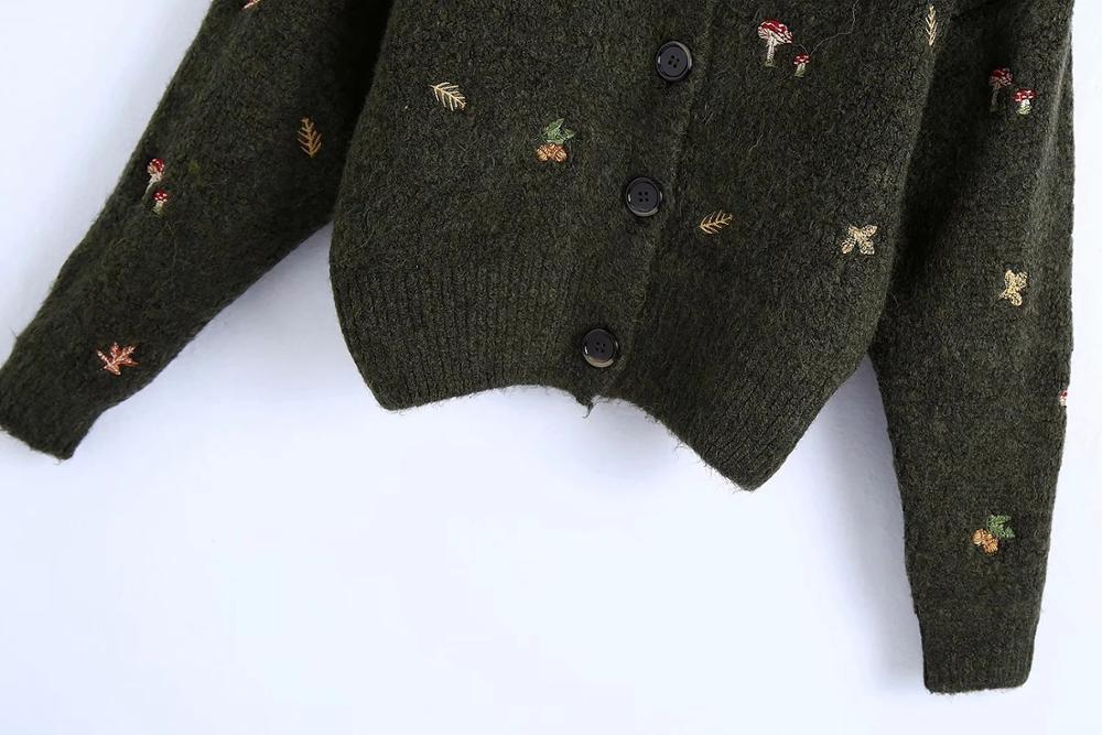 Woodland Forest Knit Cardigan with Embroidered Woodland Vibes