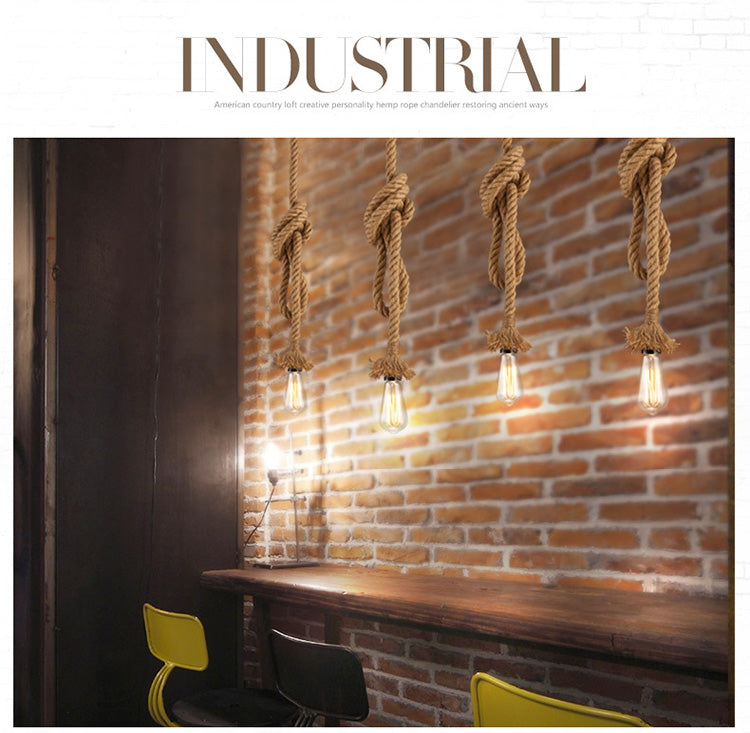 Hemp Rope Pendant Lights Industrial Hanging Lamp Light Fixtures