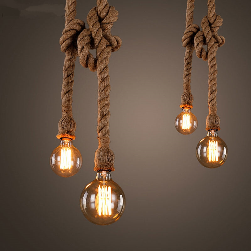 Hemp Rope Pendant Lights Industrial Hanging Lamp Light Fixtures