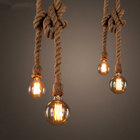 Hemp Rope Pendant Lights Industrial Hanging Lamp Light Fixtures