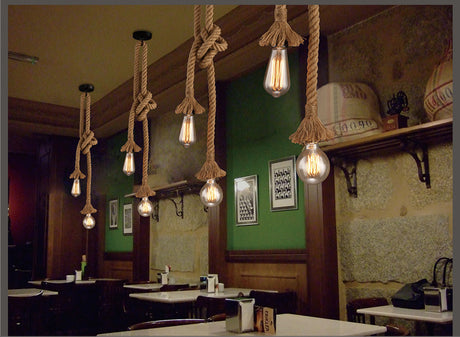 Hemp Rope Pendant Lights Industrial Hanging Lamp Light Fixtures