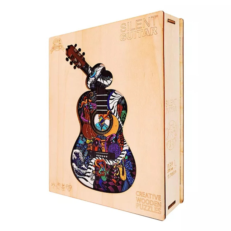 Silent Guitar Wooden Jigsaw Puzzle - Wooden Gift Box