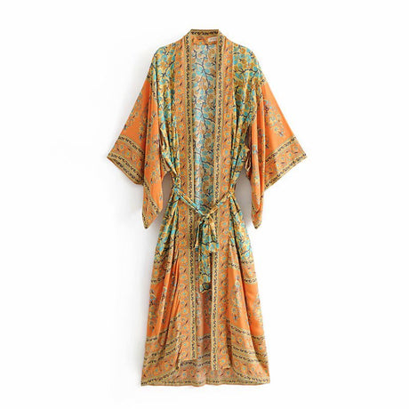 Sunshine Cocktails Cotton Boho Kimono Beach Cover Up