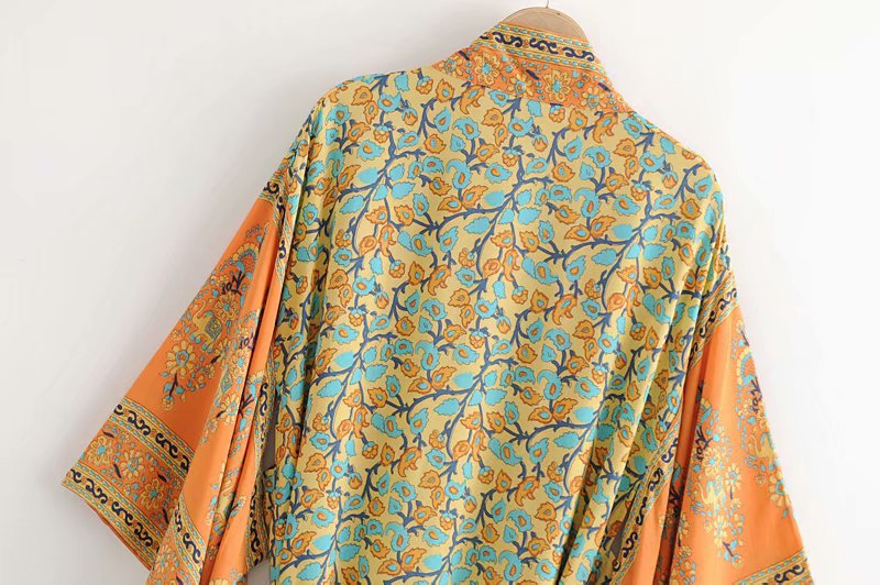 Sunshine Cocktails Cotton Boho Kimono Beach Cover Up