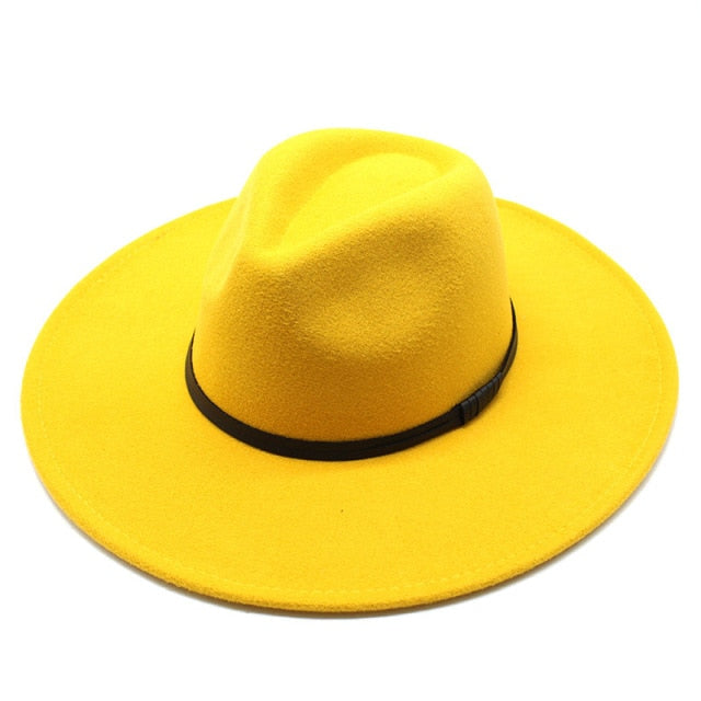 Unisex Wool Fedora Hat with Extra Wide Brim