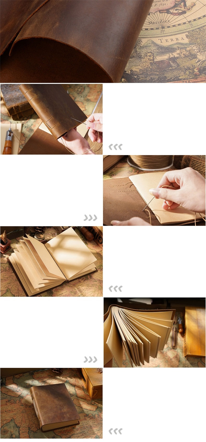 Hand Made Genuine Leather Thick Journal Sketchbook | 400P Blank Paper Book | 14cm x 19cm