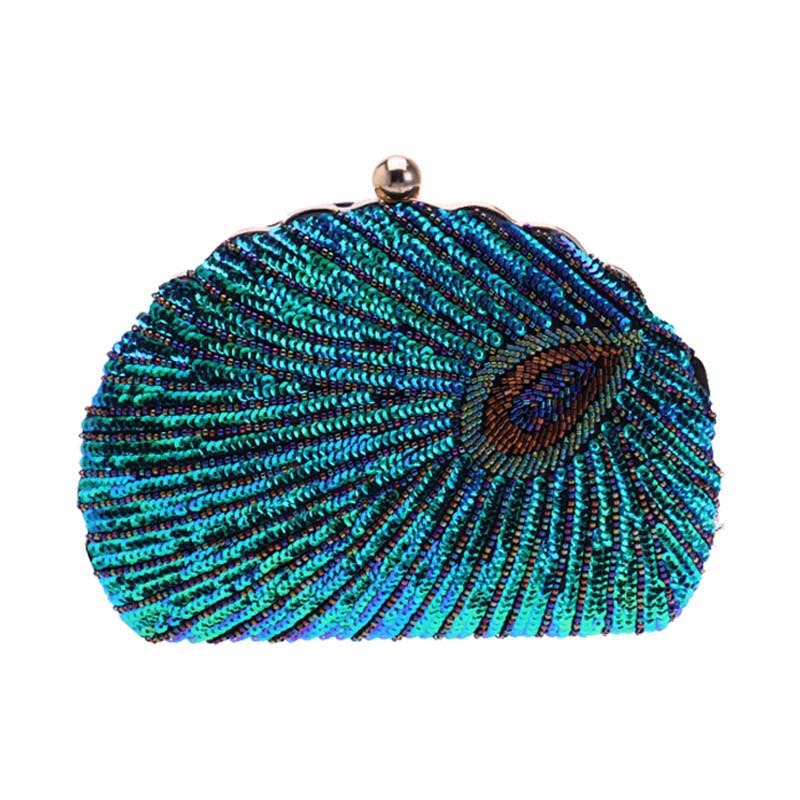 Peacock Clutch Bag Sequin Purses Clutch Handbags Evening Bag