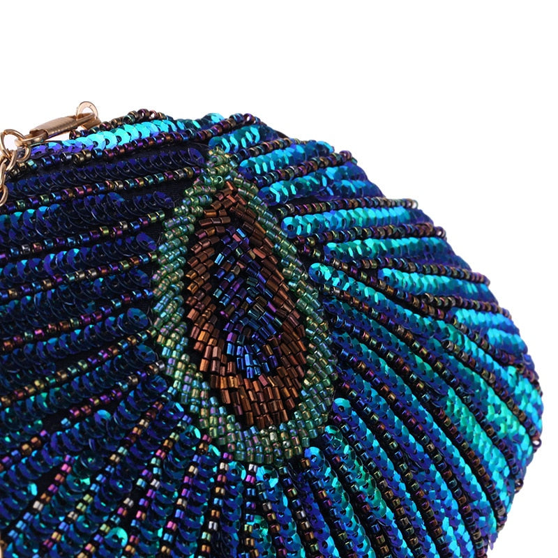 Peacock Clutch Bag Sequin Purses Clutch Handbags Evening Bag