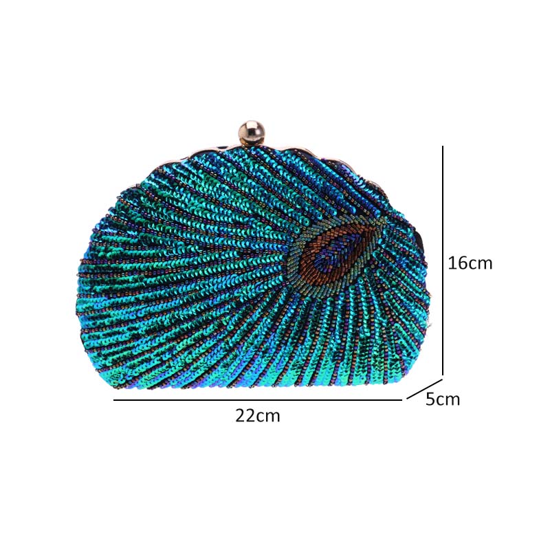 Peacock Clutch Bag Sequin Purses Clutch Handbags Evening Bag