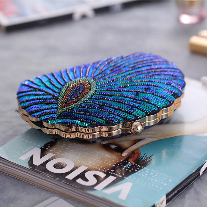 Peacock Clutch Bag Sequin Purses Clutch Handbags Evening Bag