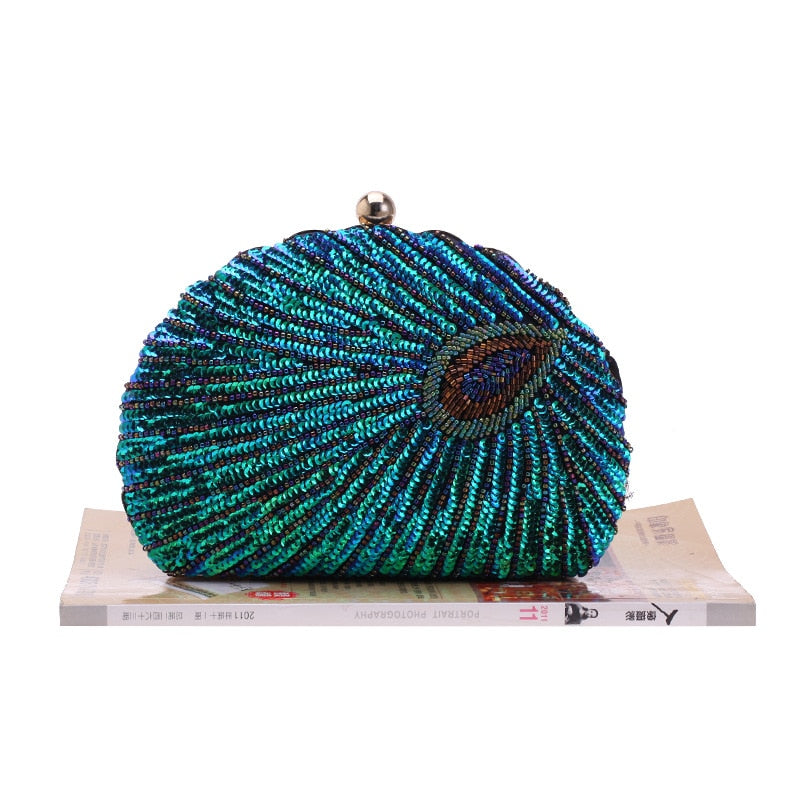 Peacock Clutch Bag Sequin Purses Clutch Handbags Evening Bag
