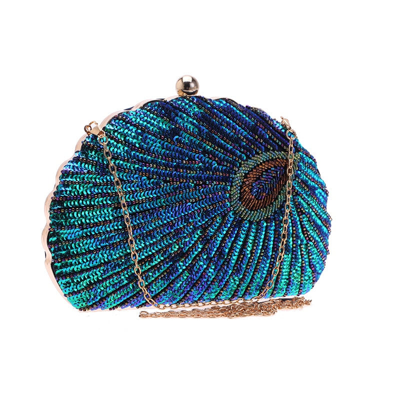 Peacock Clutch Bag Sequin Purses Clutch Handbags Evening Bag