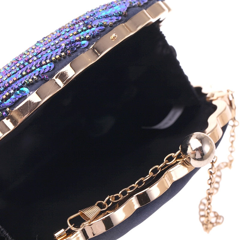Peacock Clutch Bag Sequin Purses Clutch Handbags Evening Bag
