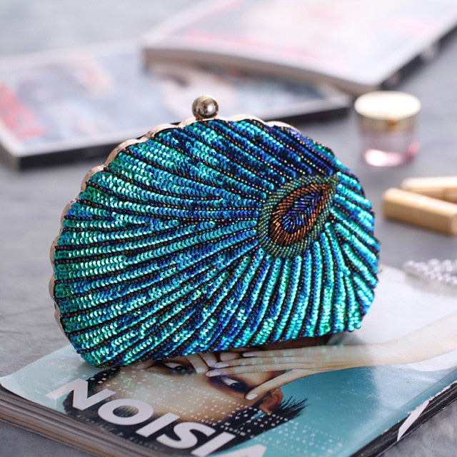 Peacock Clutch Bag Sequin Purses Clutch Handbags Evening Bag