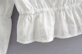 Boat Neck Cotton Boho Cropped Blouse