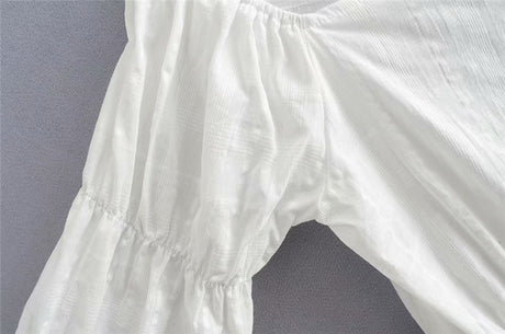 Boat Neck Cotton Boho Cropped Blouse