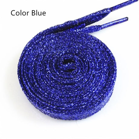 One Pair Glittery Flat Shoelaces 110cm