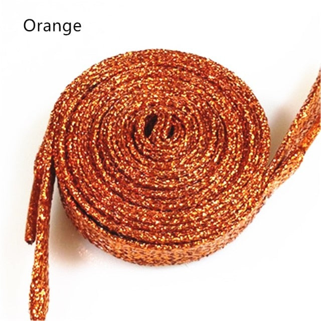 One Pair Glittery Flat Shoelaces 110cm