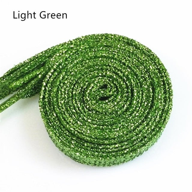 One Pair Glittery Flat Shoelaces 110cm