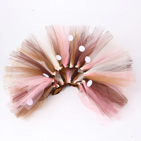 Fluffy Brown Deer Girl Tutu Skirt Christmas Costume Kids Reindeer Tulle Skirt 1-14 Years