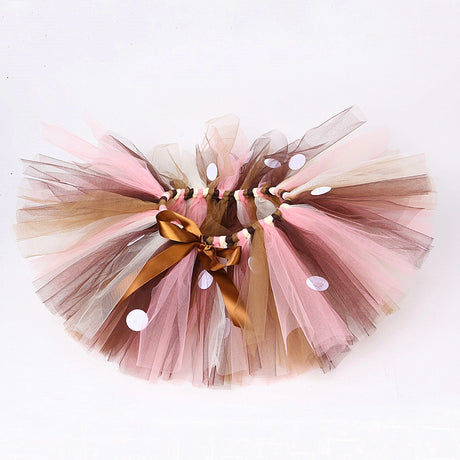 Fluffy Brown Deer Girl Tutu Skirt Christmas Costume Kids Reindeer Tulle Skirt 1-14 Years