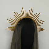 Rose Goddess Crown Spiked Halo Headband Met Gala Sunburst Headpiece