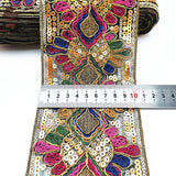 1 Yard Sequin Lace Trim Embroidered Ribbons Handmade Sewing Supplies - Woodland Gatherer