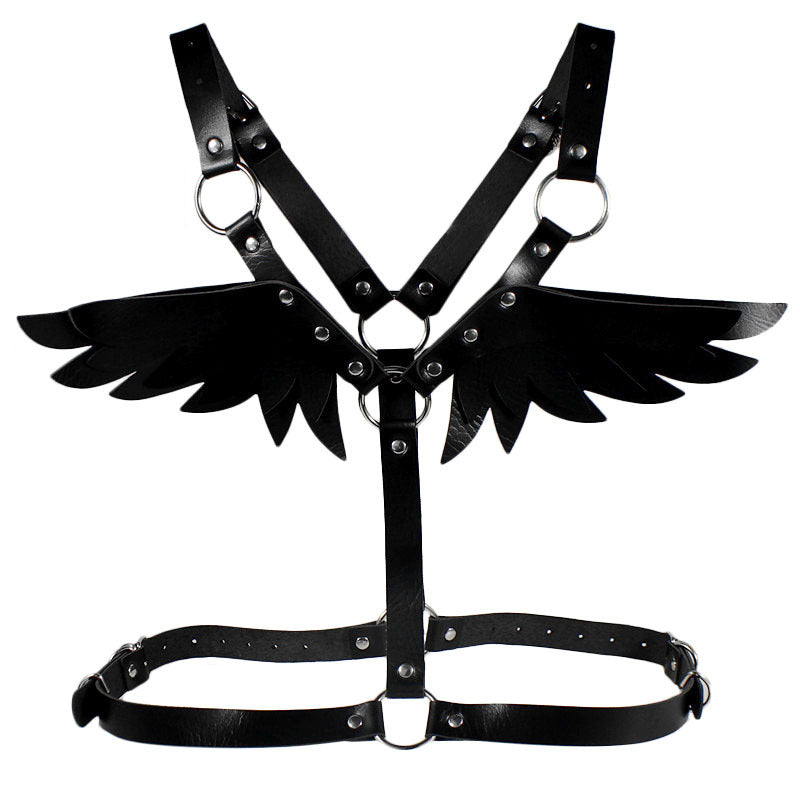 Angel Wing Leather Harness Cage Belts