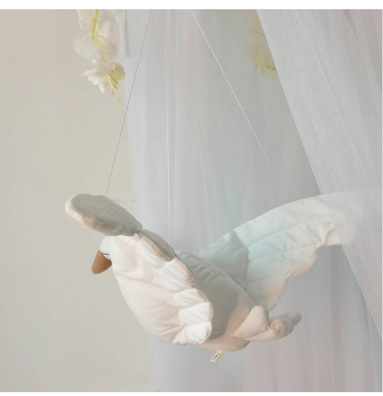 Linen Flying Swan Hanging Stuffed Toy