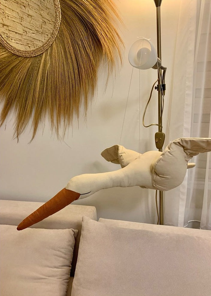 Linen Flying Swan Hanging Stuffed Toy
