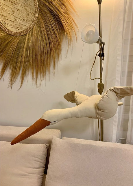 Linen Flying Swan Hanging Stuffed Toy