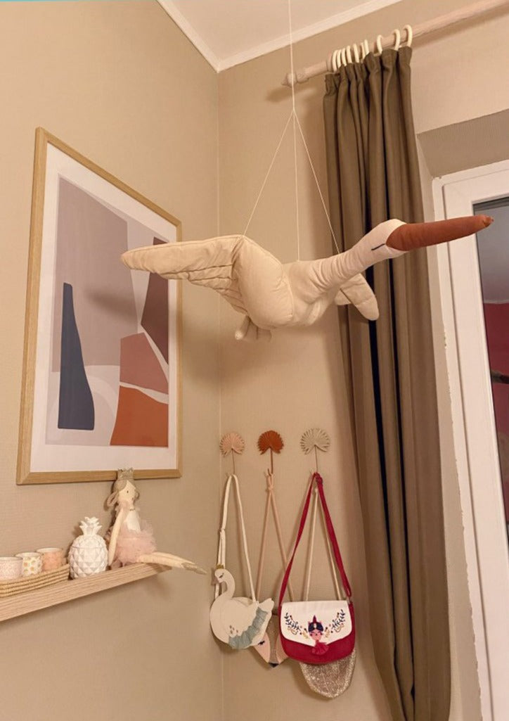 Linen Flying Swan Hanging Stuffed Toy