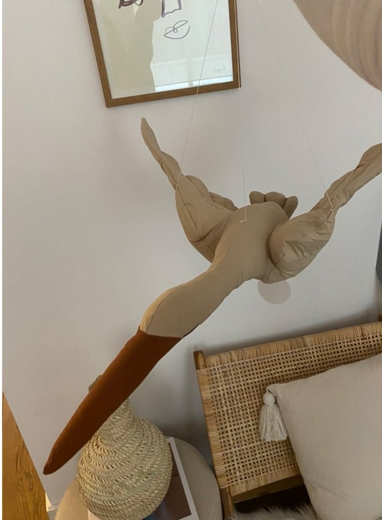 Linen Flying Swan Hanging Stuffed Toy